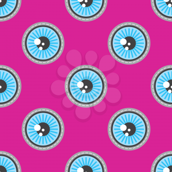 Blue eyes patch vector seamless pattern. Wallpaper with round eye illustration