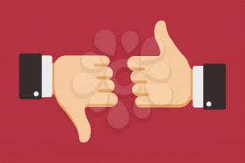 Thumbs up and down, like dislike icons for social network. Vector illustration