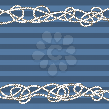 Tangled marine ropes borders for text. Nautical cord and pattern vector illustration
