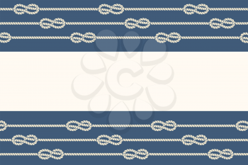 Marine ropes and knots borders frame. Design graphic element, loop string, vector illustration