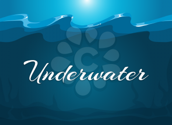 Deep blue moody underwater background. Abstract background water, vector illustration
