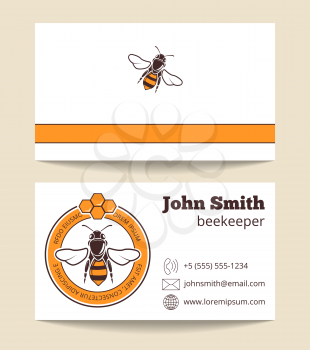 Beekeeper vector business card template. Dessert nutrition farming logo illustration