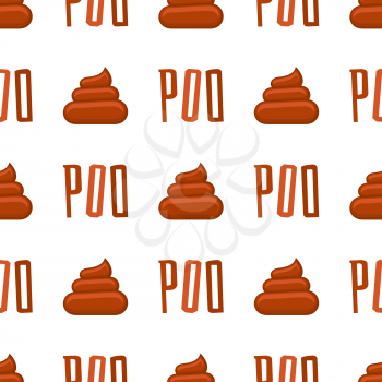 Poo seamless pattern. Background with poop and pile shit, vector illustration