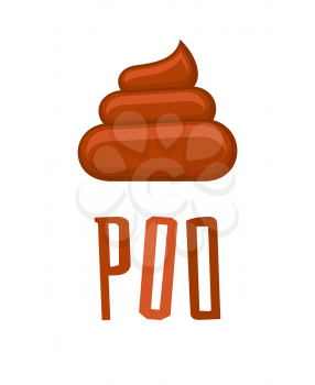 Poo design elements isolated on white background. Fun element dirty shit. Vector illustration