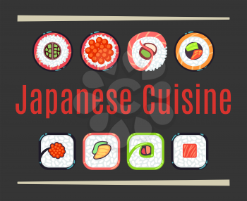 Japanese cuisine restaurant logo template. Healthy east food. Vector illustration