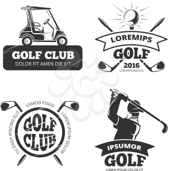 Retro vector golf labels, emblems, badges and logos. Sport club set banners in monochrome style illustration