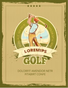 Vintage golf tournament vector poster. Banner for sport competition tournament illustration