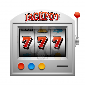 Casino slot gambling machine vector lucky and win concept. Jackpot in gamble game illustration