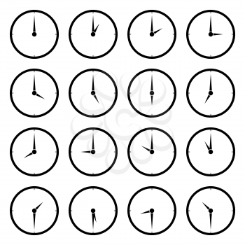 World clock, time zone vector icons. Travel and clock face to asia, europe and america illustration