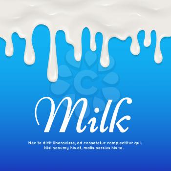 Dripping white yogurt, milk, cream seamless vector border. Sweet leaking drop of milk illustration