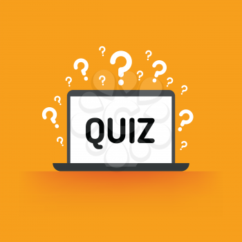 Quiz, test, survey, exam vector concept. Quiz online on laptop, vector exam for education, illustration of quiz test