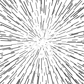 Radial speed, explosion, warp, zoom effect with lines abstract vector background. Radial effect from explosion, linear abstract radial background illustration