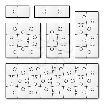 Vector blank puzzle pieces for jigsaw game. Pattern puzzle jigsaw, game illustration part puzzle