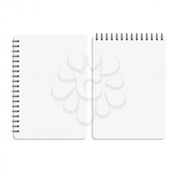Paper blank notebooks, notepads isolated on white vector illustration. Paper notebook and clean personal memo book
