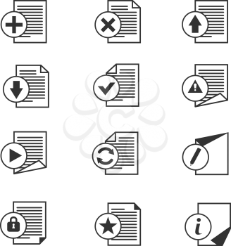 File document vector icons set. Web sign for update and lock, upload and storage illustration