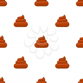 Brown poos white background seamless pattern. Funny background, vector illustration