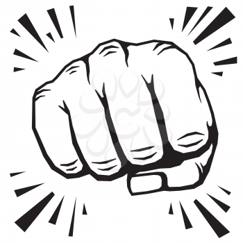 Punching fist hand vector illustration. Human protest symbol or strong strike