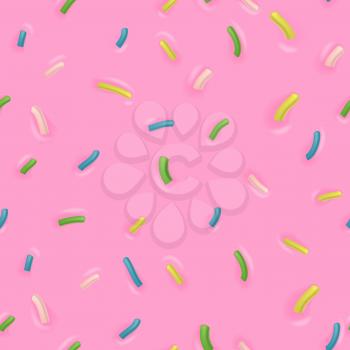 Seamless vector pattern with pink donut glaze. Cream for dessert illustration