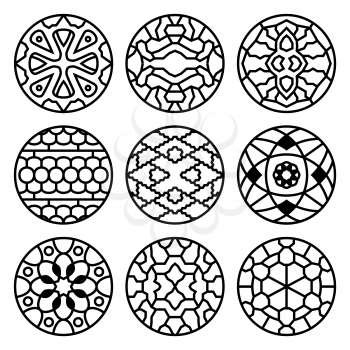 Korean traditional vector ancient buddhist patterns, ornaments and symbols. Tattoo oriental decorative illustration