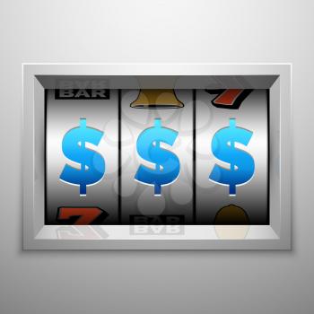 Slot machine, fruit machine or one armed bandit scoreboard. Gambling puggy vector concept. Winning jackpot in casino game illustration