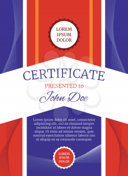 Modern award certificate vector template. Paper document graduation education illustration