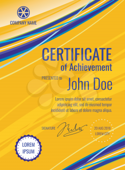 Certificate of achievement template diploma vector layout. Document typography with company name illustration