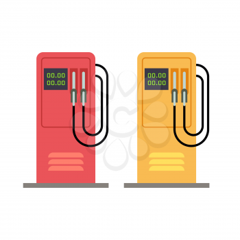 Gas station pump with gasoline petrol flat vector illustration. Petrol station service isolated on white background