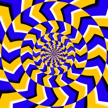 Psychedelic optical spin illusion vector background. Illusion of motion effect illustration