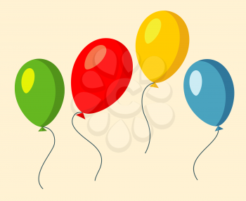 Set of four colorful baloons red green and yellow vector illustration