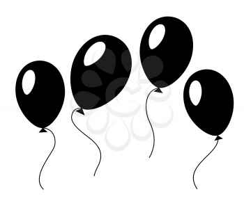 Baloons vector illustration in black and white for birthday party