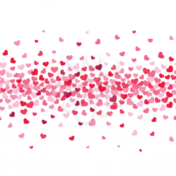Romance red hearts flow pattern. Holiday decoration for valentines day. Vector background