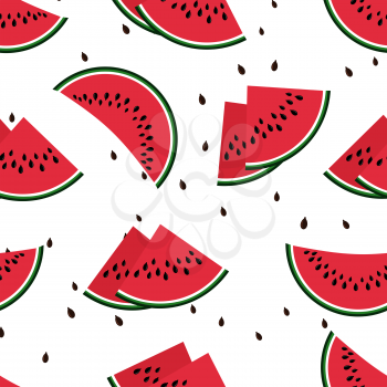 Red watermelon slices seamless vector pattern. Background with fruit sweet illustration