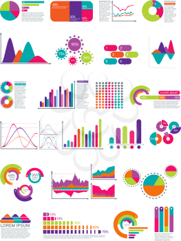 Elements of infographic with flowchart. Vector statistics diagrams website layout template. Color diagram and graph, icon of business chart illustration