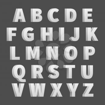 Volume 3D vector alphabet letters. Type alphabet design volume, typography letter alphabet illustration