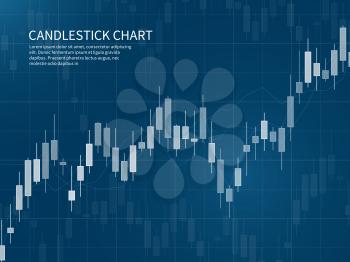 Candlestick chart. Financial market growth graph. Forex trading and stocks investment business vector concept. Illustration of data stock and graph market