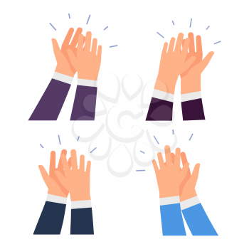 Flat vector clapping hands icons isolated on white background. Illustration of clap hands, business appreciation