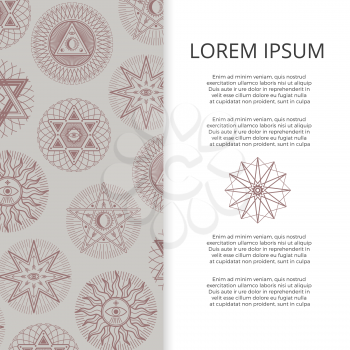 Banner or poster with mystery esoteric elements design. Vector illustration