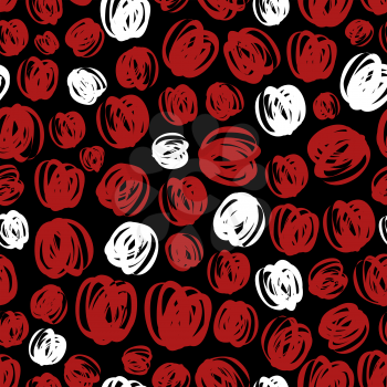 Abstract scribble seamless pattern design - red and white texture. Vector illustration