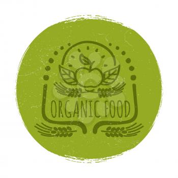 Grunge organic food label or banner design isolated on white. Vector illustration