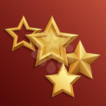 Award shiny metal golden stars. Gold shiny metal and golden rating glossy stars illustration