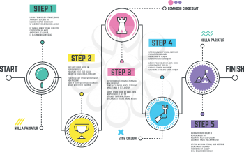 Company journey path. Infographic roadmap with steps line timeline. Business path development, infographic of road company illustration