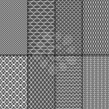 Cloth seamless patterns. Fabric net vector textures. Lace meshes collection. Mesh seamless background set