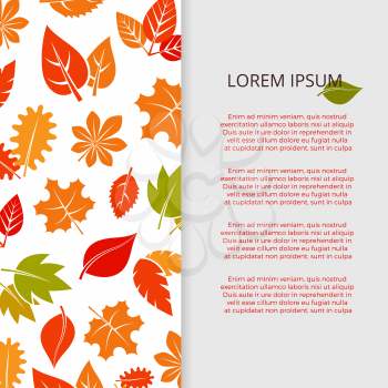 Autumn leaves banner design - fall colorful foliage poster. Vector autumn leaf fall, illustration of orange foliage season card