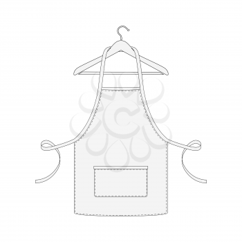 Kitchen apron for chef on hanger isolated on white background. Vector illustration