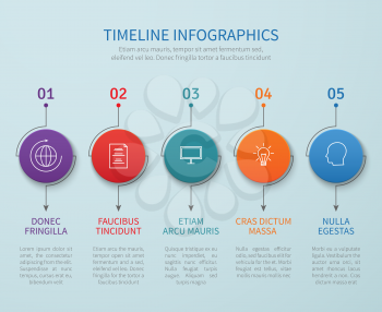 Abstract timeline vector infographics with business process steps. Illustration of timeline chart and step graphic