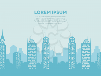 City landscape background - poster with downtown silhouettes. Architecture cityscape, vector illustration