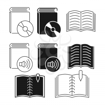 Thin line and outline book icons collection. Sign for digital book. Vector illustration