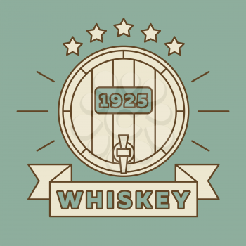 Whiskey logo design - vintage whisky label. Alcohol vintage banner whiskey. Vector illustration