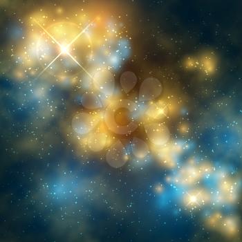 Outer space vector abstrac background with cosmic galaxy and stars. Space and galaxy with star background illustration