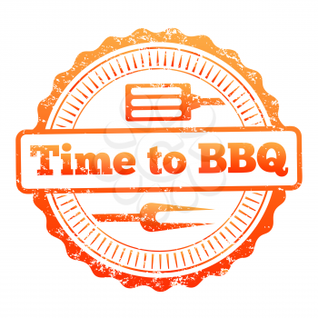 Time to BBQ colorful label design. Bbq label symbol, vector illustration